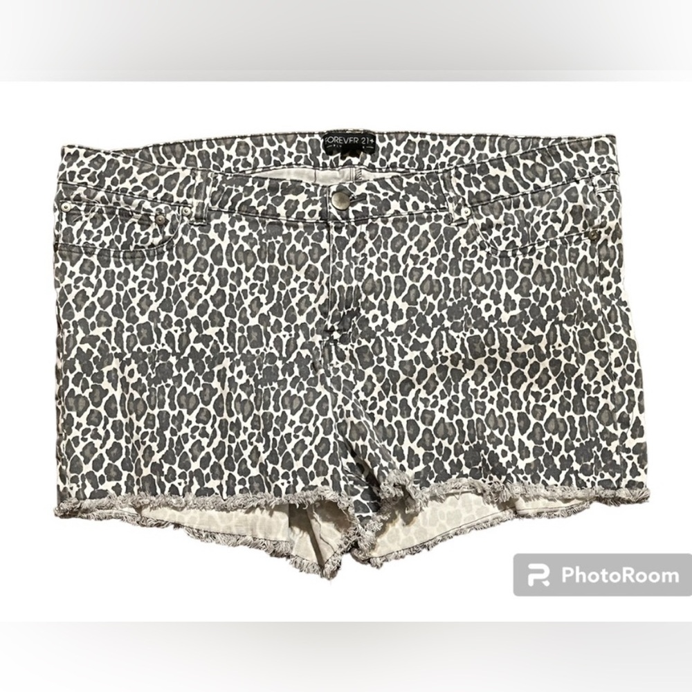 Forever 21 Gray Jean Shorts with Bold Animal Print